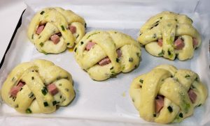 Scallion and luncheon meat buns